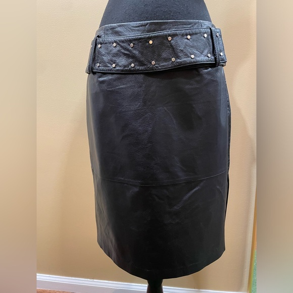 Dresses & Skirts - Leather Pencil Skirt 12 Vintage 80s 90s Punk RNR Goth Wednesday Dark Academia